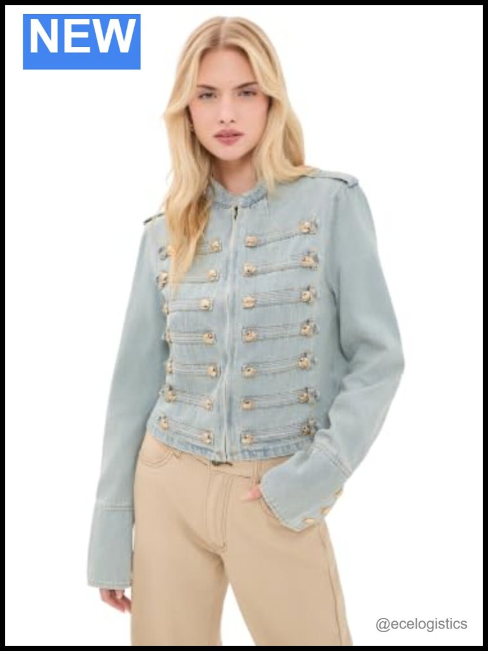 Lioness Women's 100% Cotton Denim Jacket Zip Front Long Sleeve